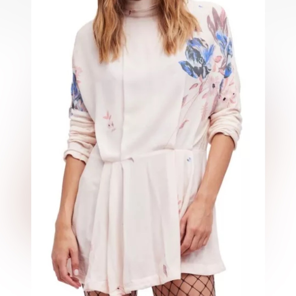 Free People Gemma Ivory Floral Tunic Mini Dress Size L